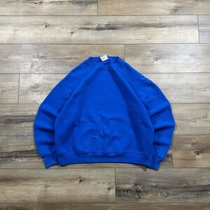 Vintage 90s Nutmeg Made in USA Blue Blank Crewneck Sweatshirt